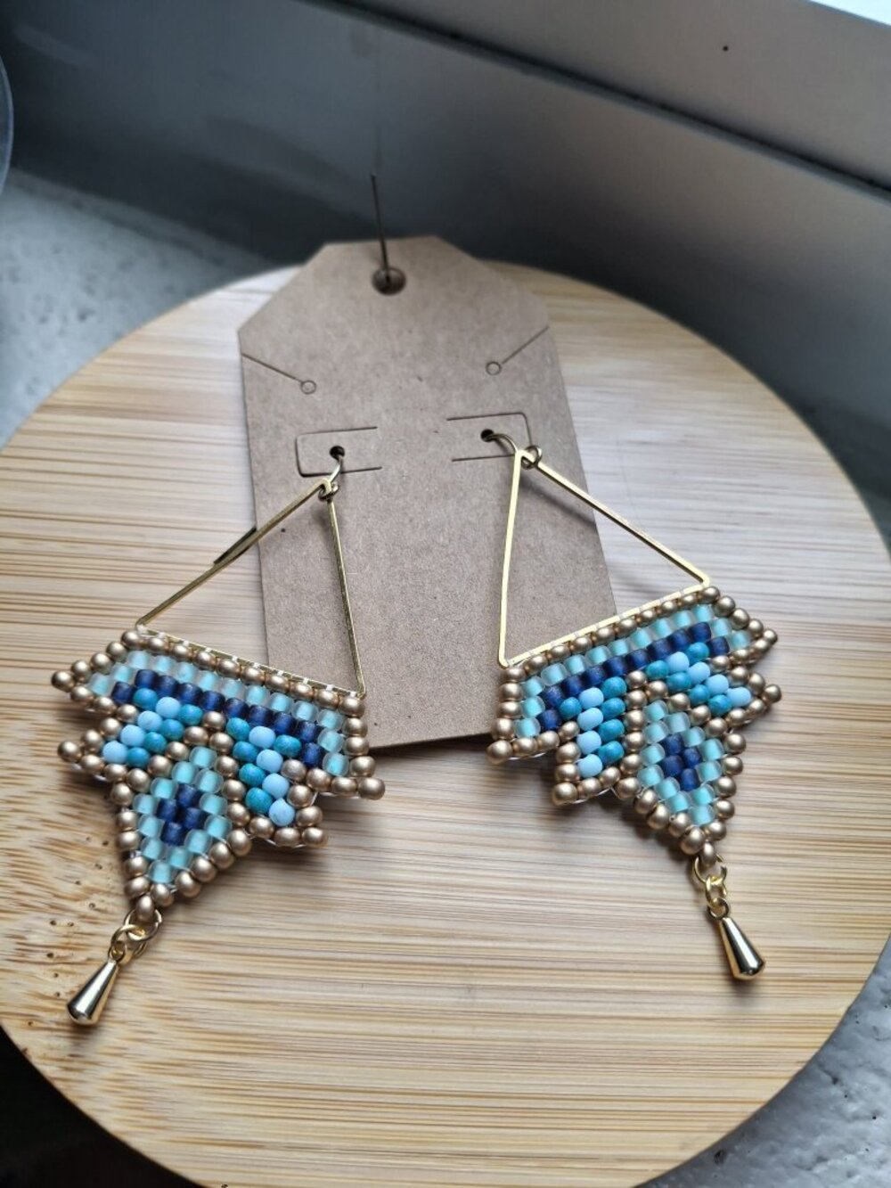 Hand Beaded Lotus Earrings